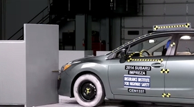 2014 Subaru Impreza small overlap IIHS crash test.012